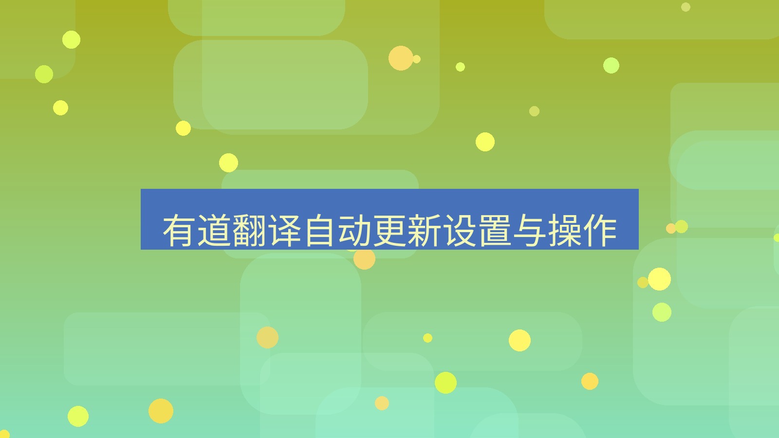 有道翻译 有道翻译自动更新设置与操作