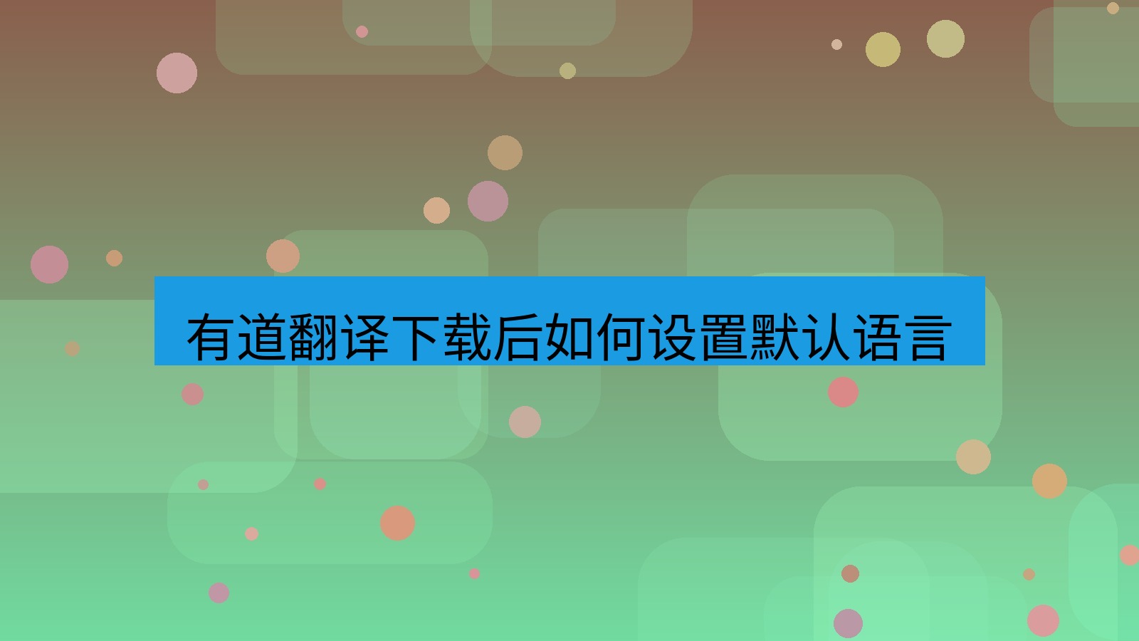 有道翻译 有道翻译下载后如何设置默认语言